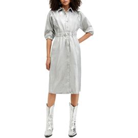 AllSaints AllSaints Osa Metallic Puff Sleeve Denim Shirtdress