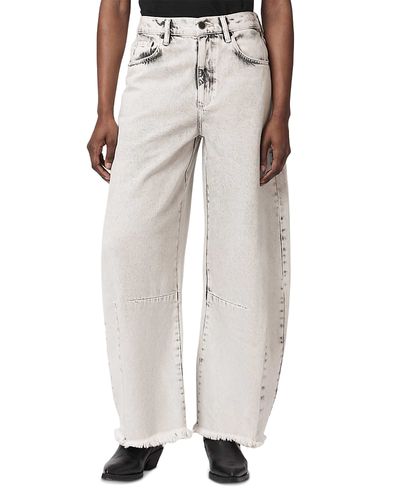 Allsaints Allsaints Payton High Rise Barrel Crop Jeans in Bleached Grey