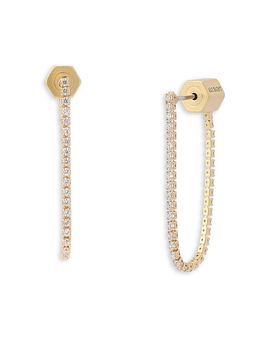 Allsaints Allsaints Phoebe Rhinestone Chain Front To Back Earrings