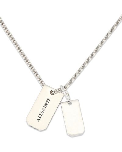 Allsaints Allsaints Phoebe Signature Dog Tag Long Pendant Necklace, 32
