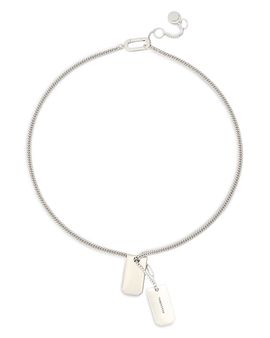 Allsaints Allsaints Phoebe Signature Dog Tag Pendant Necklace, 16-18