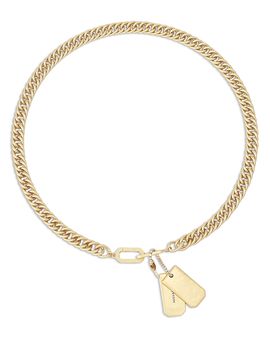 Allsaints Allsaints Phoebe Signature Dog Tag Pendant Necklace, 16