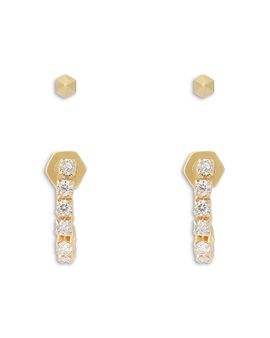 Allsaints Allsaints Phoebe Stud & Rhinestone Front to Back Earrings, Set of 2