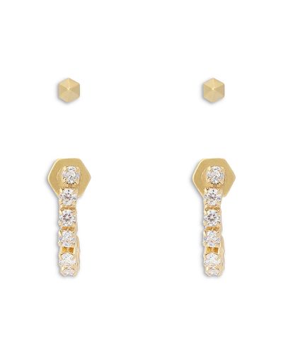 Allsaints Allsaints Phoebe Stud & Rhinestone Front to Back Earrings, Set of 2