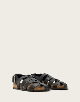 AllSaints AllSaints Randal leather woven ring detail mules in black