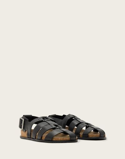 AllSaints AllSaints Randal leather woven ring detail mules in black