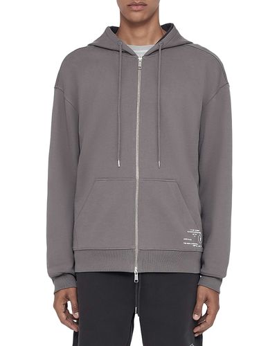 Allsaints Allsaints Raphy Cotton Logo Zip Drawstring Hoodie