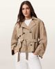 AllSaints AllSaints reed short belted suede trench coat in taupe-Brown - 1