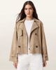 AllSaints AllSaints reed short belted suede trench coat in taupe-Brown - 2