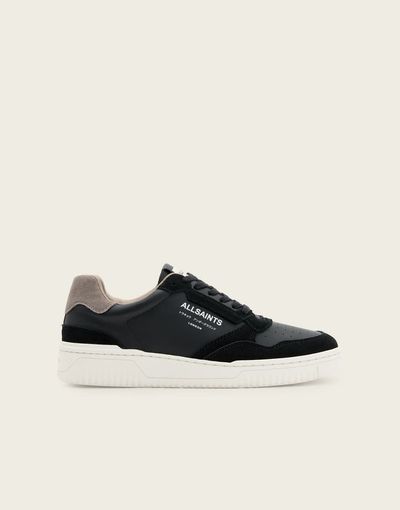 AllSaints AllSaints Regan leather low top logo sneakers in black