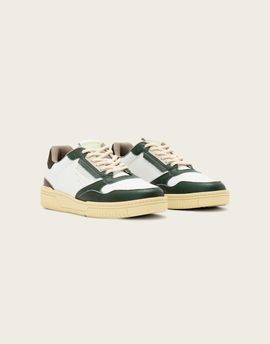 AllSaints AllSaints Regan leather low top sneakers in white and green
