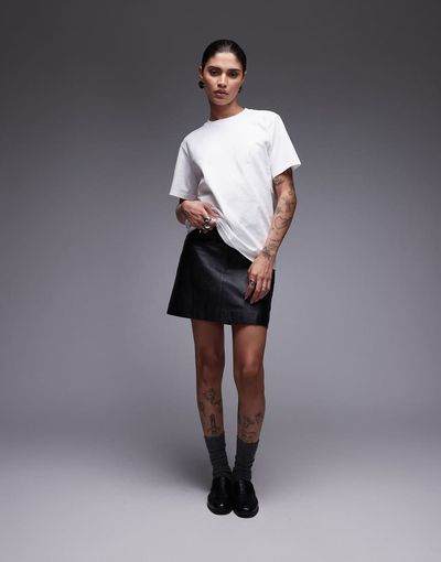 AllSaints AllSaints Renai leather mini skirt in black