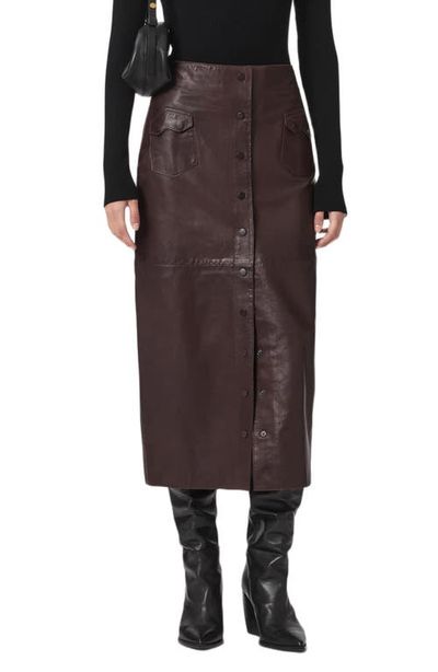 AllSaints AllSaints Rock Leather Midi Skirt