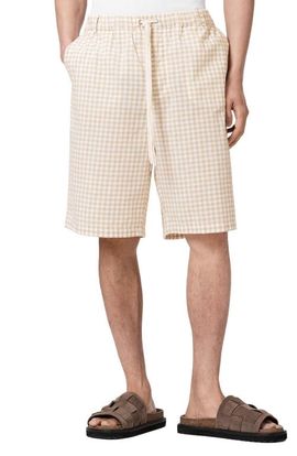AllSaints AllSaints Rockland Gingham Check Cotton Drawstring Shorts