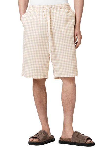 AllSaints AllSaints Rockland Gingham Check Cotton Drawstring Shorts