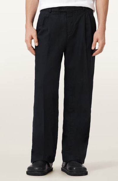 AllSaints AllSaints Roland Pleated Cotton & Linen Dress Pants