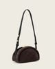 AllSaints AllSaints Rosalie Arc suede leather crossbody bag in dark brown - 2