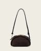 AllSaints AllSaints Rosalie Arc suede leather crossbody bag in dark brown - 4