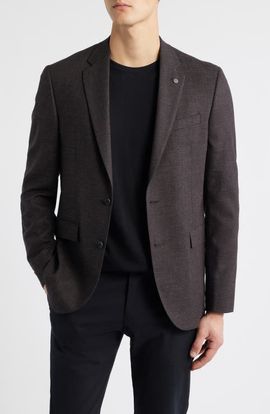 AllSaints AllSaints Ross Slim Fit Brown Micro Houndstooth Sport Coat 