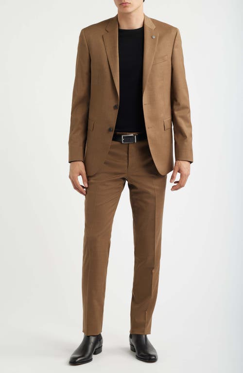 AllSaints AllSaints Ross Slim Fit Medium Brown Stretch Wool Twill Suit 