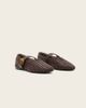 AllSaints AllSaints Sabine leather woven ballet flats with gold buckle strap in brown - 1