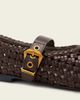 AllSaints AllSaints Sabine leather woven ballet flats with gold buckle strap in brown - 2