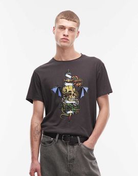 AllSaints AllSaints Sabre graphic logo t-shirt with front print in washed black