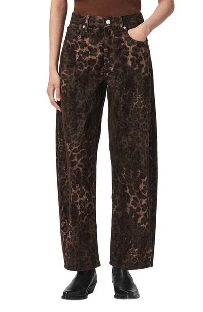 AllSaints AllSaints Sadie Leopard Print Barrel Leg Jeans