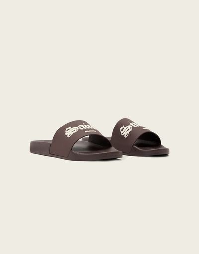 AllSaints AllSaints Saints & Sinners one strap logo slides in dark brown
