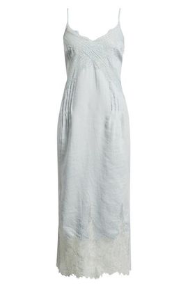 AllSaints AllSaints Samia Pintuck Lace Trim Linen Slip Dress