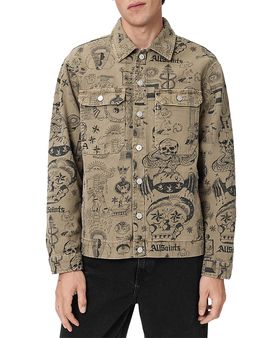 Allsaints Allsaints Sherb Tattoo Graphics Canvas Logo Shirt Jacket