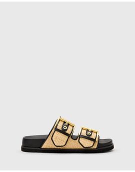 AllSaints AllSaints Sian raffia/leather sandals in black and neutral