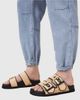 AllSaints AllSaints Sian raffia/leather sandals in black and neutral - 2