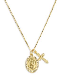 Allsaints Allsaints Signature Saint & Cross Charm Necklace, 17