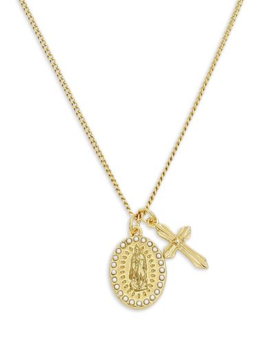 Allsaints Allsaints Signature Saint & Cross Charm Necklace, 17