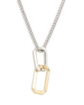 Allsaints Allsaints Signature Two-Tone Hexagon Twist Pendant Necklace, 17-19