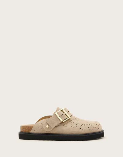AllSaints AllSaints Skye buckle suede mules in sand-Neutral