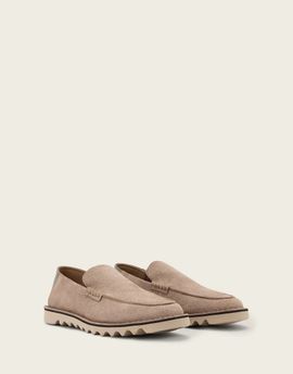 AllSaints AllSaints Slix suede leather loafer shoes in brown