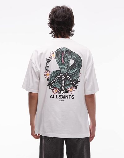 AllSaints Allsaints snakebite graphic t-shirt in white
