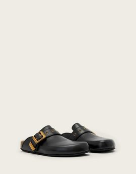 AllSaints AllSaints Staffa buckle detail leather mules in black