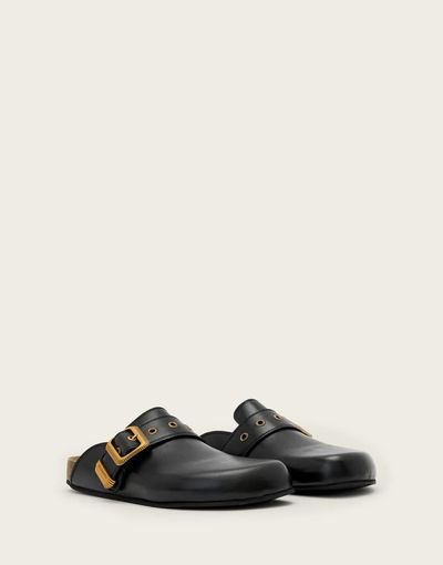 AllSaints AllSaints Staffa buckle detail leather mules in black