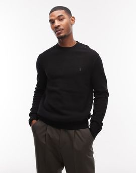 AllSaints AllSaints Statten crew neck logo sweater in black