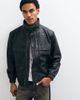 AllSaints AllSaints Stenton funnel neck leather jacket in black - 1