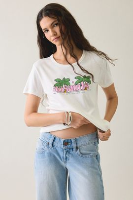 AllSaints AllSaints Stevie Troppo Graphic Slim Tee in White, Women's at Urban Outfitters