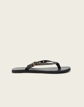AllSaints AllSaints Sydney leather flip flop leather sandals with eyelet detail in black