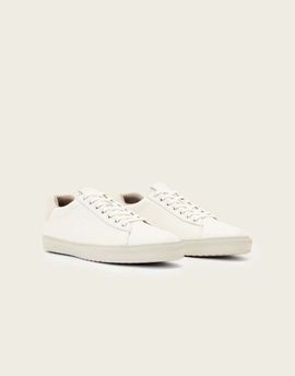 AllSaints AllSaints Tucker leather low top logo gumsole sneakers in white