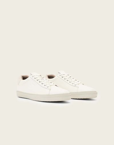 AllSaints AllSaints Tucker leather low top logo gumsole sneakers in white