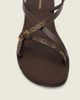 AllSaints AllSaints Tyla wrap around eyelet detail leather sandals in dark brown - 3