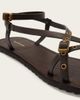 AllSaints AllSaints Tyla wrap around eyelet detail leather sandals in dark brown - 4