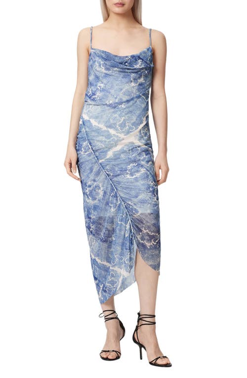 AllSaints AllSaints Ulla Paisley Print Ruched Asymmetric Hem Midi Dress